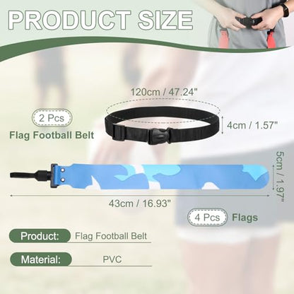Flag Football, Adjustable Flag Football Belts with Belt and Flags Easy Tear Away - color: Camouflage Blue