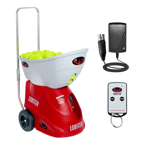 LOBSTER Sports Elite Tennis Ball Machine - Auto Portable Tennis Ball Launcher, Preloaded & Custom Drills, Spin Control, Lob Elevation Switch, Ball Speed (up to 80MPH), with Multi-Function Remote - style: Elite Liberty