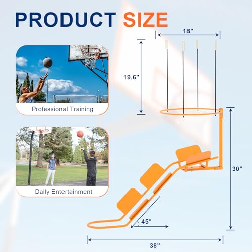 Steel Basketball Rebound System - 180° Rotatable Ball Rebound Attachment, Suitable for Indoor/Outdoor Hoops | Time-Saving Shooting Training Accessory