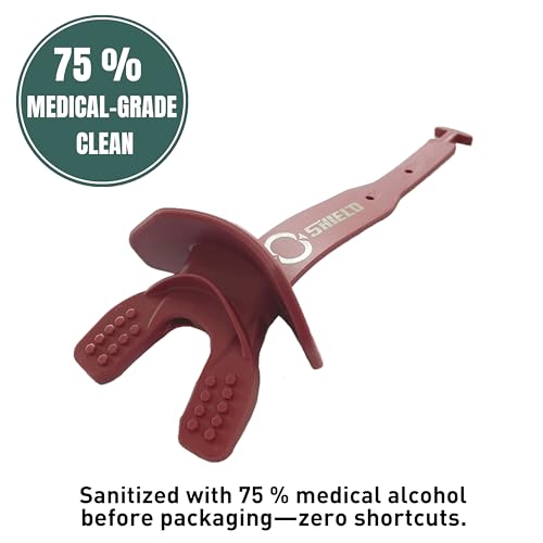 O Shield Striker Football Mouth Guard with Connected Strap, No Boil Brace Friendly Lip Guard for Tackle Football, Youth and Adult - color: Maroon