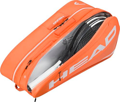 HEAD Tour Racquet Bag L (9R) Tennis Bag - Holds Up to 9 Racquets, CCT+ Climate Control Technology, 2 Main Compartments, Shoe Pocket & Backpack Carry System - color: Orange