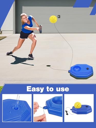 High Elasticity Pickleball Trainer - Double Upgraded Match Buddy Pickleball Rebounder with 164FT Rope & 2 TPR Balls, Training Aid Solo Practice Accessories for Beginner