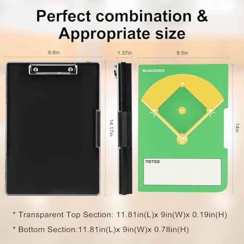 All-Weather Tactical Coaching Clipboard for Baseball - Double-Sided Dry Erase Lineup Board with Magnetic Pieces, Markers, Whistle & Case | Replaces Paper Lineup Cards | Perfect Coach Gift - style: baseball