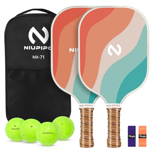 niupipo Pickleball Paddles Set of 2/4/1, USAPA Approved Carbon Fiber & Fiberglass Hybrid, Easy Power, Polypropylene Honeycomb Core, Cushioned 4.72" Grip, Bag/Cover, Pickleball Paddle Set for Men Women - color: Orange
