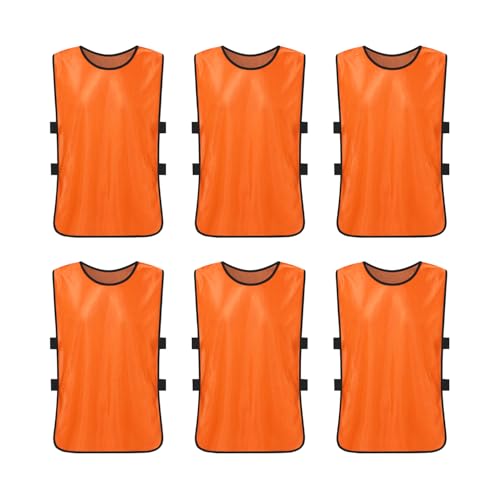 6 Pcs Pinnies Team Practice Vests with Resistance Bands for Child Youth Teen Adult,Ideal for Soccer, Football,Basketball - color: Orange, size: Child/5-10 Years Old