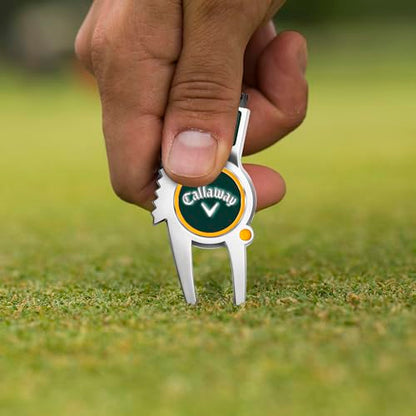 Callaway 4-in-1 Golf Divot Repair Tool - color: Green/Yellow