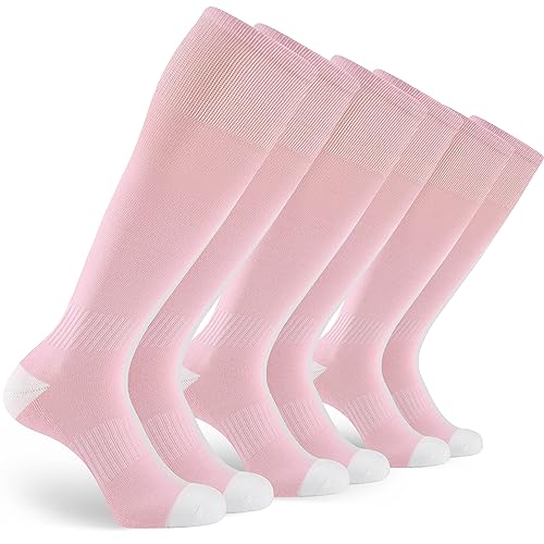GRAPMKTG 3 Pairs Soccer Football Socks for Youth Baseball Softball Socks for Women and Men Boys Girls - color: Pink, size: Small