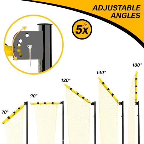 Dimples Excel 10.5 FT Adjustable Volleyball Setter Training Net with 3 Height Levels and 5 Ball Return Angles (70°–180°), Includes Volleyball, Pump, Carry Bag & Sandbags for Indoor/Outdoor Practice