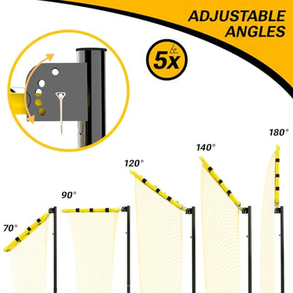 Dimples Excel 10.5 FT Adjustable Volleyball Setter Training Net with 3 Height Levels and 5 Ball Return Angles (70°–180°), Includes Volleyball, Pump, Carry Bag & Sandbags for Indoor/Outdoor Practice