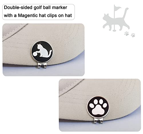 Adhere Golf Ball Markers Personlized Double Side Cute cat Logo Enamel with A Magnetic Hat Clips,A Premium Golf Gifts. - color: C-Black