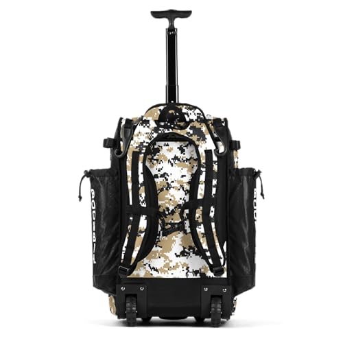 Boombah Catchers Superpack Hybrid Rolling Digital Camo Bat Bag - Multiple Colors - Wheeled & Backpack Version - color: Black/Vegas Gold