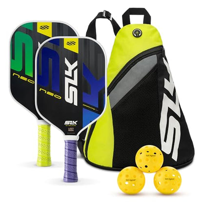 Selkirk Sport SLK Pickleball Paddles Set of 2 | Designed in The USA | Choose The SLK Neo Graphite, SLK Neo Fiberglass Pickleball Set or SLK Atlas Pickleball Bundle - color: Green & Purple | Neo Graphite