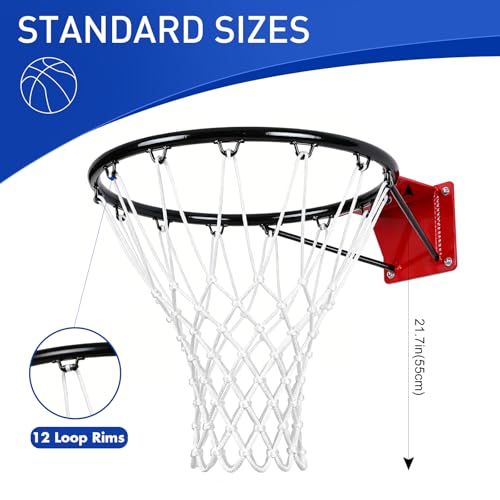 REGUICORP Heavy Duty Basketball Net Replacement, 12 Loops Premium Basketball Hoop Net, All Weather Anti Whip Nets for Indoor or Outdoor, Professional Basketball Accessories