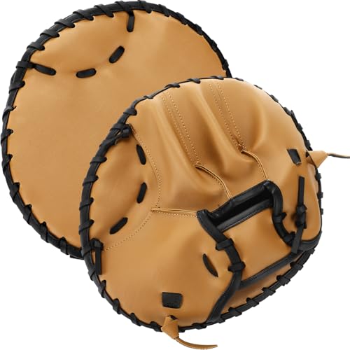 VioraWhite Pancake Baseball and Softball Training Glove - Flat & Soft Premium PVC Fielding Gear for Left-Hand Throw, Great Choice for Teens - color: Brown