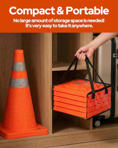 2 Pack 28 Inch Collapsible Traffic Safety Cones, Orange Pop Up Cones with Reflective Collar, Multi Purpose Road Cones for Road Safety, Parking Lot, Driving and Sport Training - size: 28 Inch