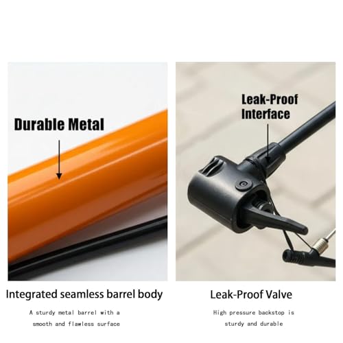 Portable Floor Bike Pump with Dual Presta & Schrader Valves – Includes Ball Needle for Inflating Balls & Tires, Heavy-Duty Air Pump for Bicycles, Mountain Bikes & Sports Equipment