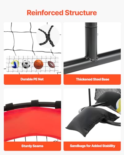 VEVOR Volleyball Training Net System,8 * 11/12 * 11ft/Pitching Practice/Spiking Practice/14 Net,Portable Net Station, Easy Setup Indoor Outdoor Target Net for Serving Spiking Setting - style: Spiking Practice