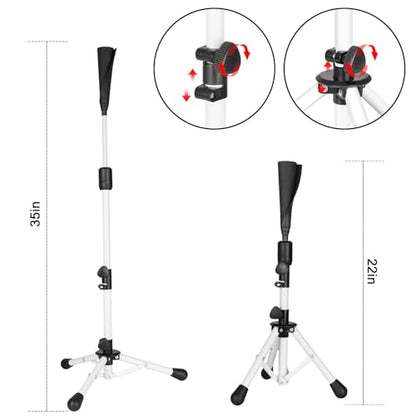Baseball Tee Batting Tee Softball Tee Portable Travel Hitting Tee,Easy Adjustable Height,Stable Tripod Stand - color: White, style: Tee Pro