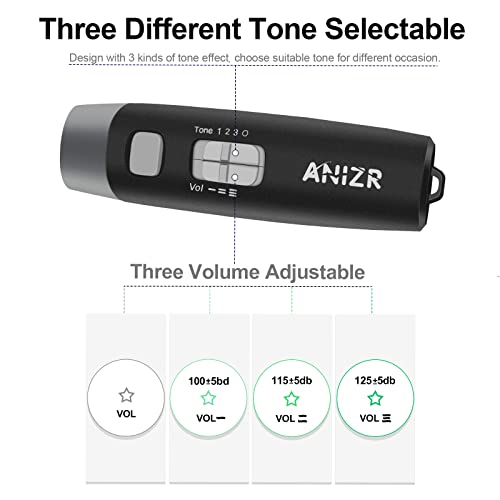 ANIZR Electronic Whistles with Lanyard,Adjustable 3 Tone & 3 High Volume Hand Emergency Whistle Basketball Referee Whistle for Coach,Teacher,Police,Outdoor Camping Boating Hiking(with Battery) - color: Black-2pcs