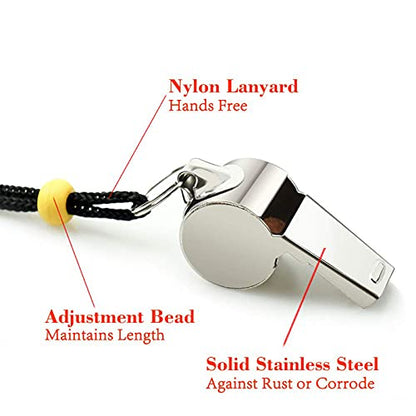 Whistle, 3 Pack Sports Whistles with Lanyard, Loud Crisp Sound Whistles Great for Coaches, Referees, and Officials