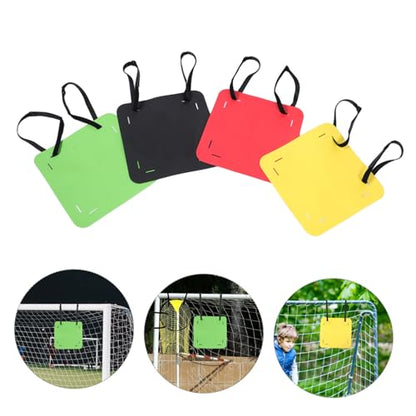 Mikinona 4pcs Adjustable Soccer Training Targets with Red Black Green Yellow Straps, Football Shooting Accuracy Trainer for Outdoor Youth Football Drills and Practice