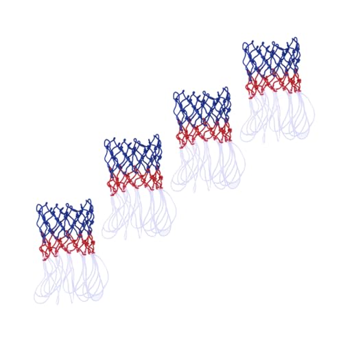 Tricolor Nylon Basketball Net Replacement 4pcs Portable Sturdy Outdoor Basketball Mesh for Competition and Backyard Hoop Use