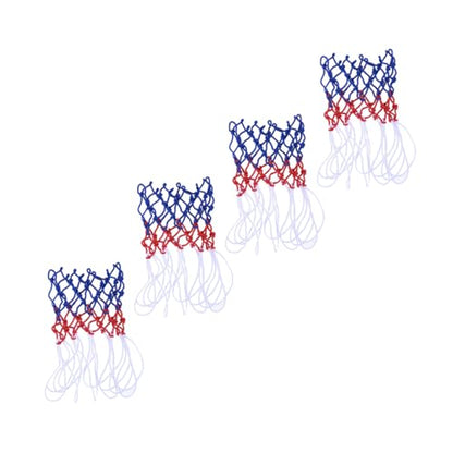 Tricolor Nylon Basketball Net Replacement 4pcs Portable Sturdy Outdoor Basketball Mesh for Competition and Backyard Hoop Use