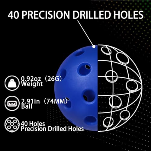 Pickleball Balls Outdoor 40 Holes - Durable High Bounce USAPA Approved - True Flight Tournament Pickleballs - 4/6/12 Pack - Accessories for Training & Competitive Play