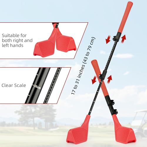 Kids Toy Golf, 17-31 inches Adjustable Telescopic Height Toy Golf Clubs for Toddler 3+ Upgraded Left and Right Handed, Includes 2 Balls, Outdoor Golf Game in Grass Parks, Yards, Red