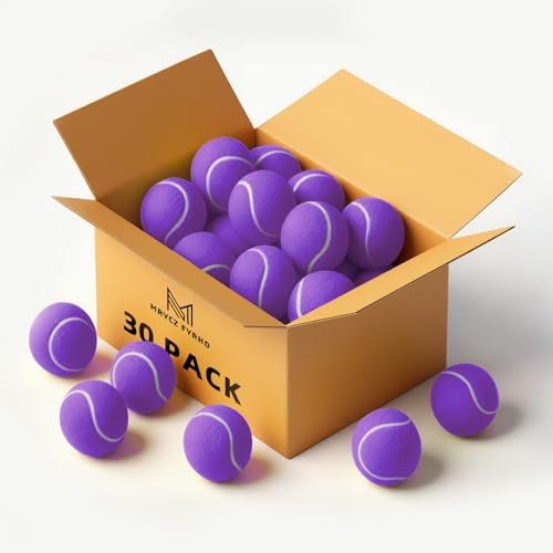 30/40 Pack Training Tennis Balls, Pet Dog Playing Balls, Practice Tennis Balls with Mesh Bag for Transport and Beginner Training - color: Purple-30Pack