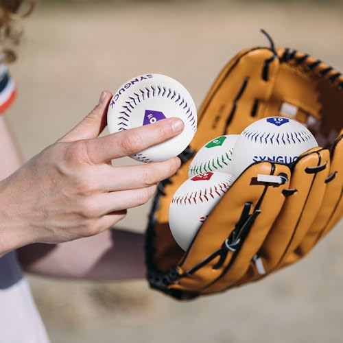 SYNGUCK Weighted Baseballs Set of 2/4/6 - Training Baseballs to Increase Pitching Speed, Arm Strength & Accuracy for Baseball Players, Coaches & Athletes - style: 4 Pack(6/8/10/12oz)