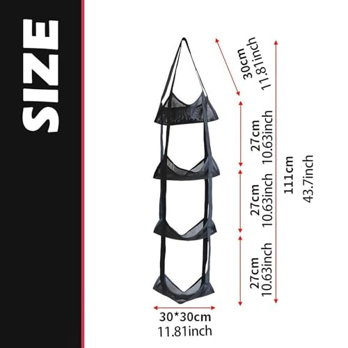 Sports Ball Storage Net Organizer,Vertical for Garage Wall Mounted Storage Bag Mesh Bag for Football Soccer - size: 4 layer