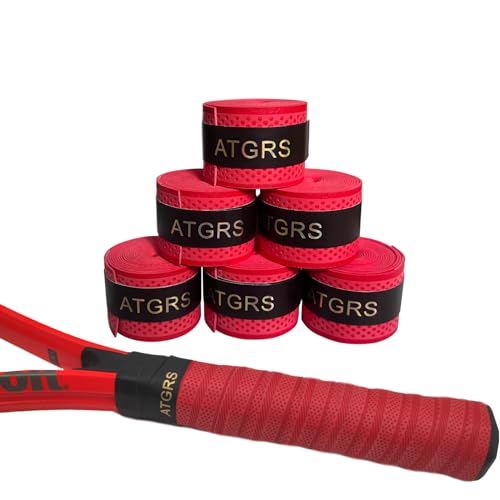 Tennis Grip Tennis Racket Grip Tape Absorbent Anti-Slip Tennis Overgrip for Tennis Badminton Pickleball Racquet Handle Overgrips and Overwraps, Embossed Surface - color: 6 Red Grips