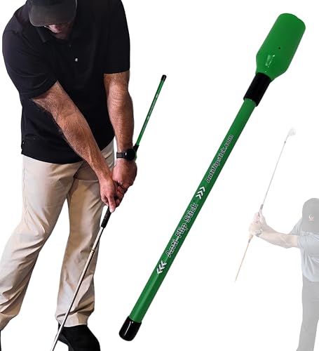 Anti-Flip Stick® Golf Training Swing Aid | Improve Impact & Swing Plane | Chipping Training Aid | Stop Casting & Flipping - color: Large Grips (Green 14" - Cap 1.09), size: 14" Length - Cap Inner Diameter 1.09