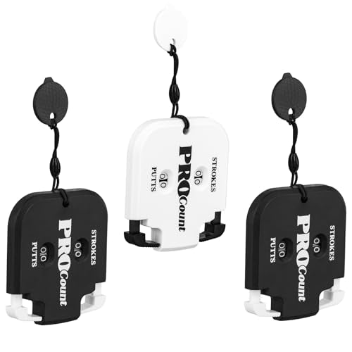 NQEUEPN 3 Pack Golf Counter, 2 Digit Portable Mini Golf Score Indicator Clicker Stroke Counter Black with String for Golf Game Outdoor Sport