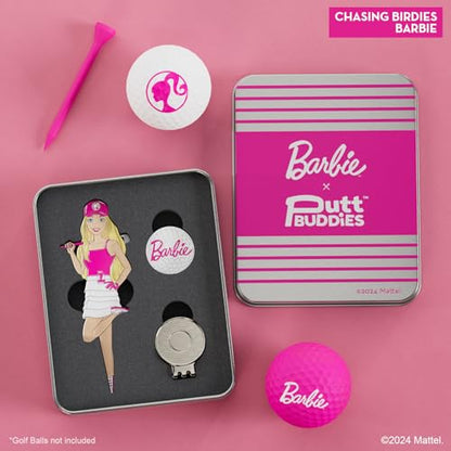 Barbie Chasing Birdies Barbie Golf Divot Tool and Ball Marker – Magnetic Collectible Golf Gift Set with Hat Clip & Tin for Golfers, Golf Accessories for Women