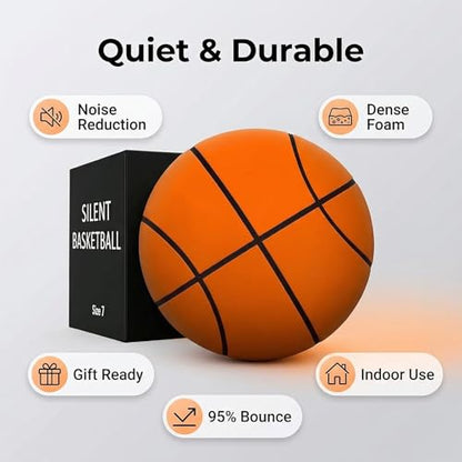 Silent Basketball Size 3/5 (22"/26") Ultra-Quiet No-Noise Indoor Training Ball, High-Density Soft Foam Easy Grip Highly Elastic Practice Ball with Individual Gift Packaging