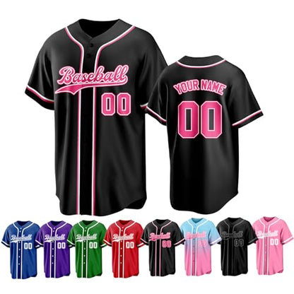 Custom Baseball Jersey Personalized Stitched Family Team Name Number Shirts Uniforms for Women Men Youth Kids - color: Black-17