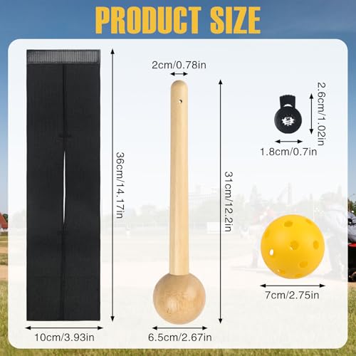Baseball Glove Break-in Kit, 6-Piece Set with 1 Wooden Solid Construction Glove Mallet, 2 Elastic Wraps, 2 Locks, 1 Plastic Practice Ball - Baseball Hammer for Adult & Youth Glove Break-in and Shaping - size: Black-Glove Break-in Kit
