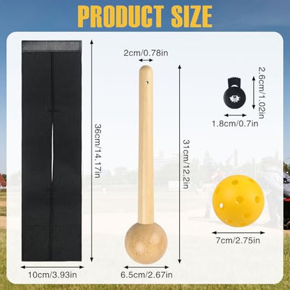 Baseball Glove Break-in Kit, 6-Piece Set with 1 Wooden Solid Construction Glove Mallet, 2 Elastic Wraps, 2 Locks, 1 Plastic Practice Ball - Baseball Hammer for Adult & Youth Glove Break-in and Shaping - size: Black-Glove Break-in Kit