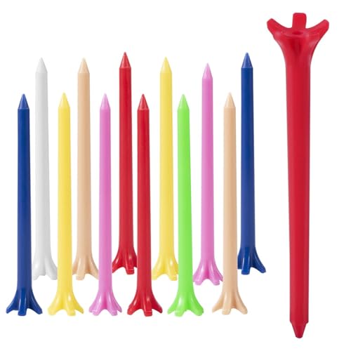 KISEER 100 Pack Assorted Colors Professional Durable 2 3/4 Inch Plastic Golf Tees Bulk (Random Colors)