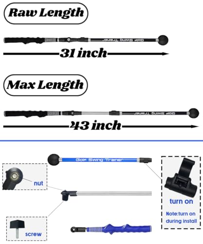 Golf Swing Trainer aid - Golf Training aid to Improve Hinge, Forearm Rotation, Shoulder turna and Grip.Portable Collapsible Swing Trainer Equipped with Golf Grip Trainer - color: Left Hand Grip(Black)