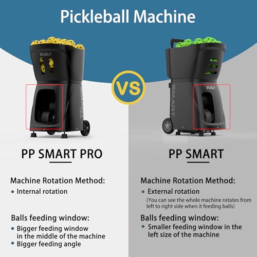PP SMART PRO Pickleball Machine, Professional Automatic Ball Launcher with App & Remote Control, 80+ Ball Capacity, Adjustable Speed/Spin/Frequency, Portable for All Skill Levels (Black)