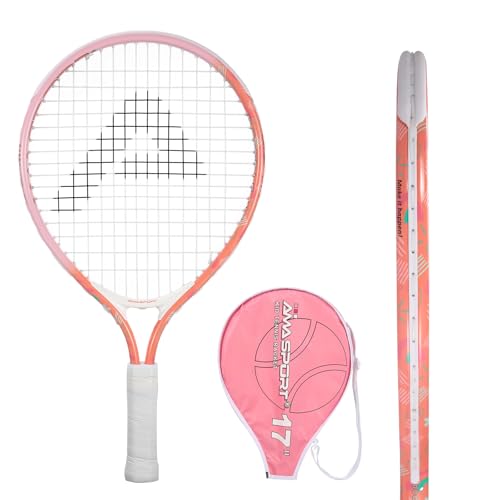 AMA SPORT Kids Tennis Racket for Junior Toddlers Starter Kit 17-25" Tennis Racquet for Girls and Boys with 420D Nylon Shoulder Strap Bag - color: Sunrise Pink, size: 17"