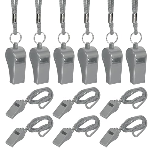 Whistles with Lanyard, Training Sports -Fitting for (Coaches/Referee/Outsides/Team Events) - color: Gray