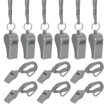 Whistles with Lanyard, Training Sports -Fitting for (Coaches/Referee/Outsides/Team Events) - color: Gray