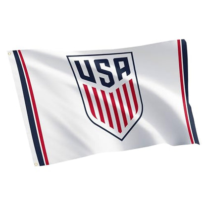 Desert Cactus US Soccer Flag USMNT United States Men's National Team 100% Polyester Indoor Outdoor 3x5 feet Officially Licensed Gear (White, USA Soccer - J)