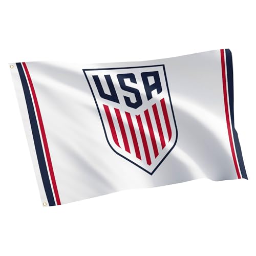 Desert Cactus US Soccer Flag USMNT United States Men's National Team 100% Polyester Indoor Outdoor 3x5 feet Officially Licensed Gear (White, USA Soccer - J)