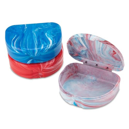 Practicon Marble Retainer Cases, Orthodontic Aligner Case, Mouth Guard Holder (3 Pack) (Patriot) - color: Patriot