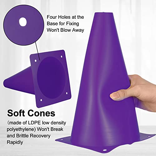 Hoteam 30 Pieces 9 Inch Traffic Cones Plastic Sport Agility Training Safety Cones Soccer Practice Equipment for Basketball Football Drills Exercise, Outdoor Activity and Events